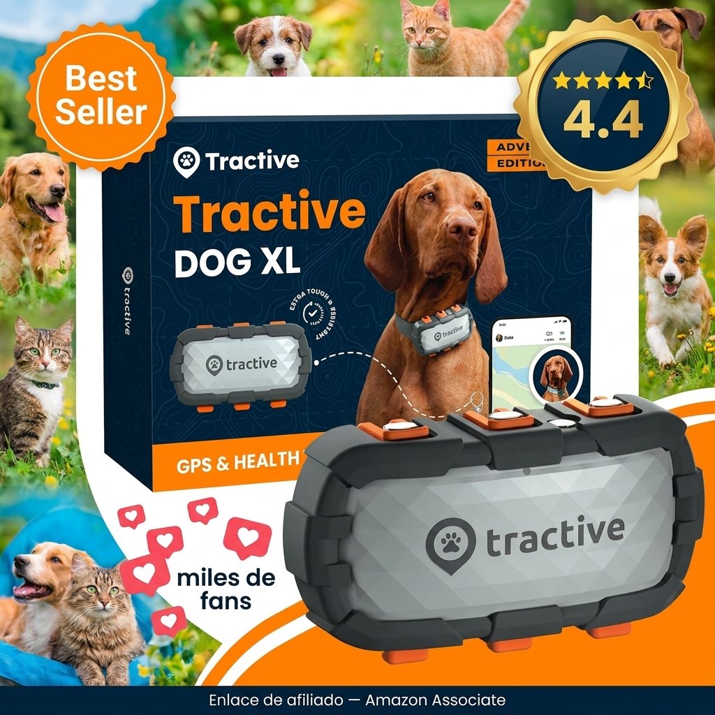 Tractive - GPS perros XL Adventure | Carcasa fibra de vidrio | Hasta 1 mes de batería | Líder de mercado | Localización mundial en vivo | Alertas antifuga | Monitor de actividad con avisos de salud