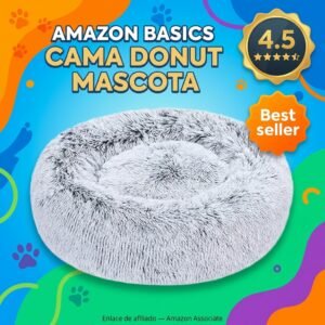 Amazon Basics Cama Donut para Mascotas – Piel Sintetica 59 cm Gris
