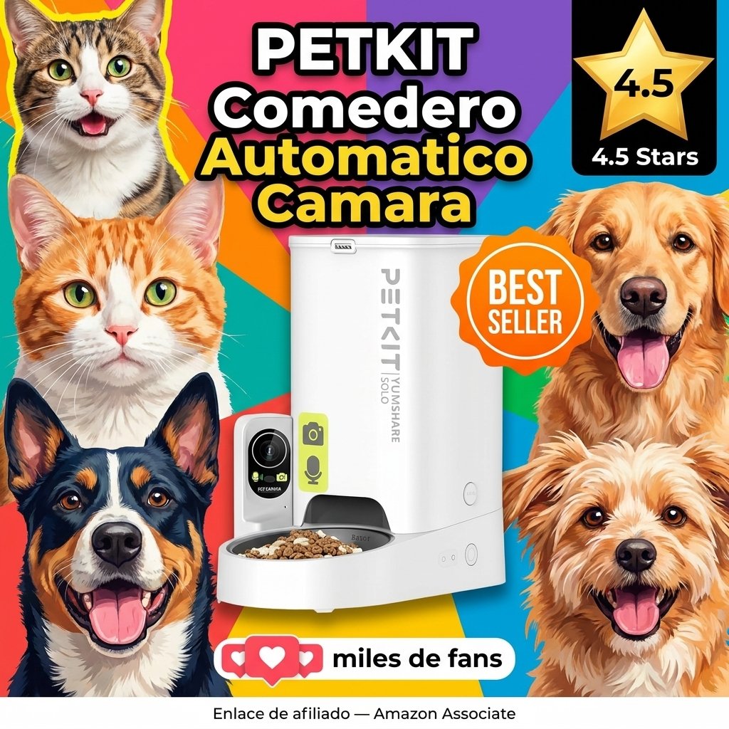 PETKIT Comedero Gato Automatico con Cámara, 1080P HG, Función AI, Dispensador Comida Gatos/Perros 3L, 2.4G WiFi, Audio Bidireccional, App Control, Cuenco de Acero Inoxidable