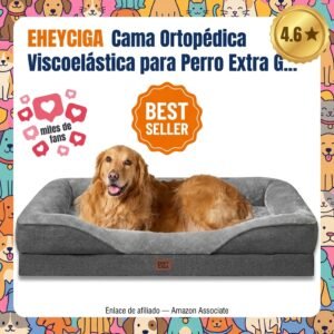 EHEYCIGA Cama Ortopédica Perro Extra Grande 106x76cm – viscoelástica lavable