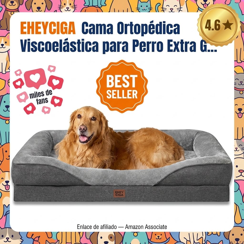 EHEYCIGA Cama Ortopédica Viscoelástica para Perro Extra Grande 106x76x18.5cm