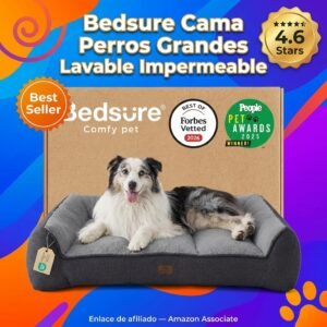 Bedsure Cama para Perros Grandes 106×76 cm – Lavable Impermeable Sherpa