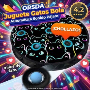 ORSDA Juguete Eléctrico para Gatos – Bola Automática con Sonido de Pájaro