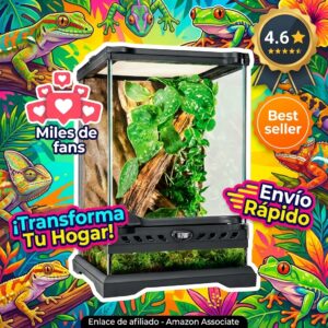 Exo Terra Terrario Nano Tall 16L – Vidrio 20x20x30 cm para Reptiles