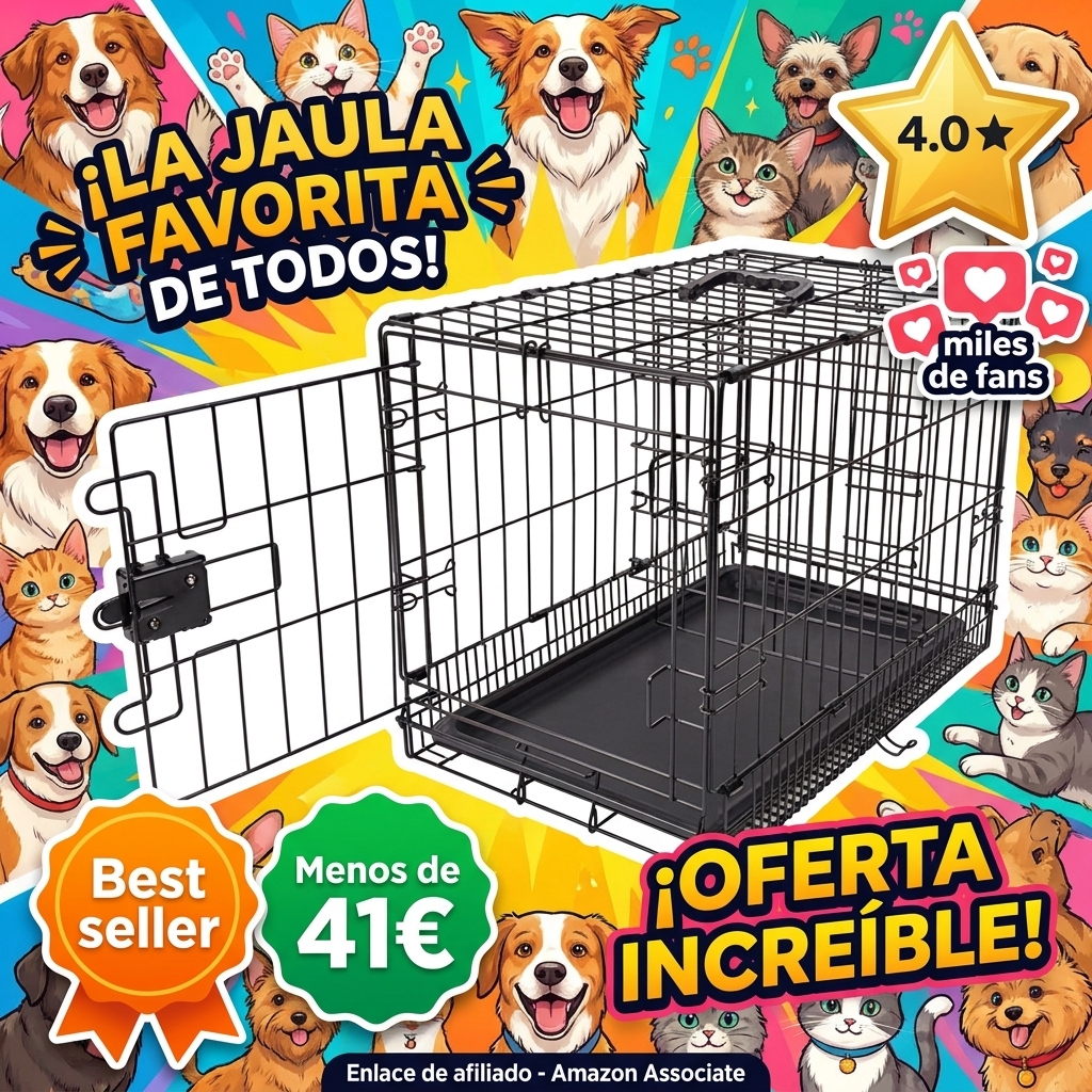 Amazon Basics Jaula para perro de alambre metálico, Duradero,Plegable con bandeja, puerta única, negro, 76 x 48 x 53 cm (L x An x Al)