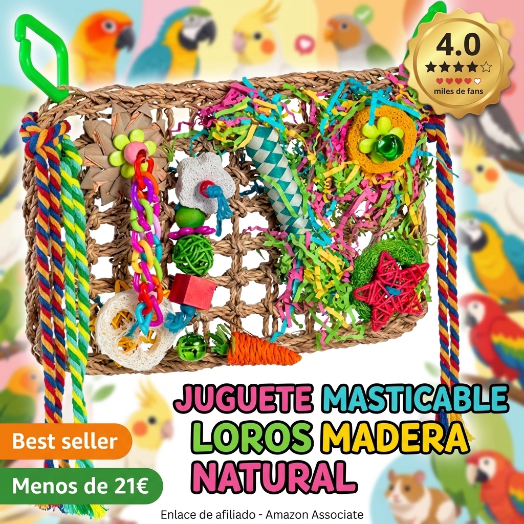 Juguetes Agapornis,Juguete masticable para pájaros, Bienestar físico y psicológico de Tus Loros, Mantiene los Picos recortados, previene Que Las Plumas se mantengan limpias (Rojo)