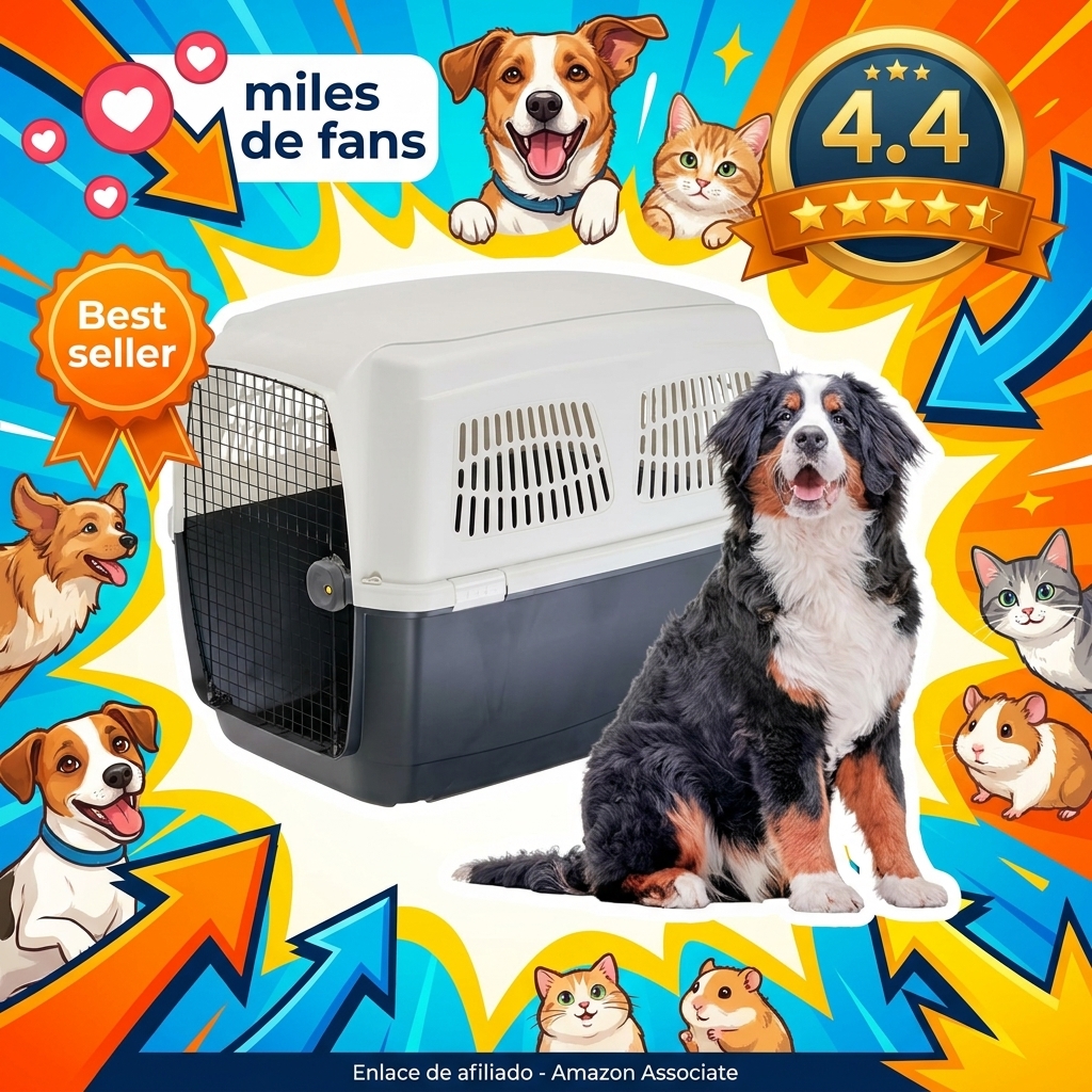 Ferplast Transportín Perro CLIPPER 7, IATA, Transportín para Perros Grandes max 60 Kg, Transportín Rígido, Viaje Mascotas Coche Avión Tren, 105 x 75 x h 79 cm, Puerta de Acero, Cierre Seguro