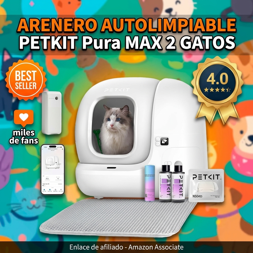 PETKIT Pura MAX 2 Arenero Gatos Autolimpiable, Inodoro para Gato, Arenero Autolimpiable para Gatos, Anti-Fugas, xSecure/Eliminación de Olores/Control de APP/76L, para Varios Gato
