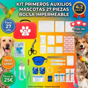 Kit primeros auxilios mascotas 27 piezas viaje
