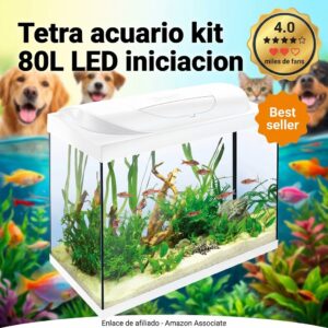 Acuario kit Tetra 80L con filtro, calentador y LED