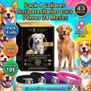 Pack 4 collares antiparasitarios perro 24 meses