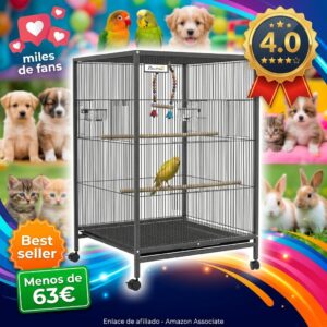 Pajarera con ruedas para loros y canarios PawHut 78 cm