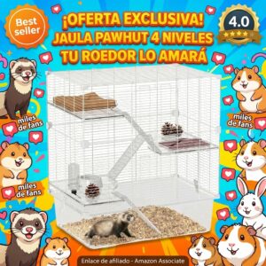 Jaula para hamster y roedores de 4 niveles PawHut