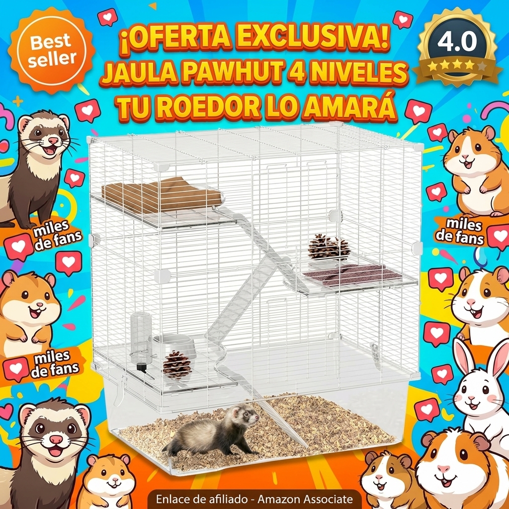 PawHut Jaula para Animales Pequeños de 4 Niveles Jaula para Roedores con Bandeja Profunda Rampas Plataformas Comedero y Bebedero Recinto para Chinchillas Hurones Hámster 73x47x80 cm Blanco