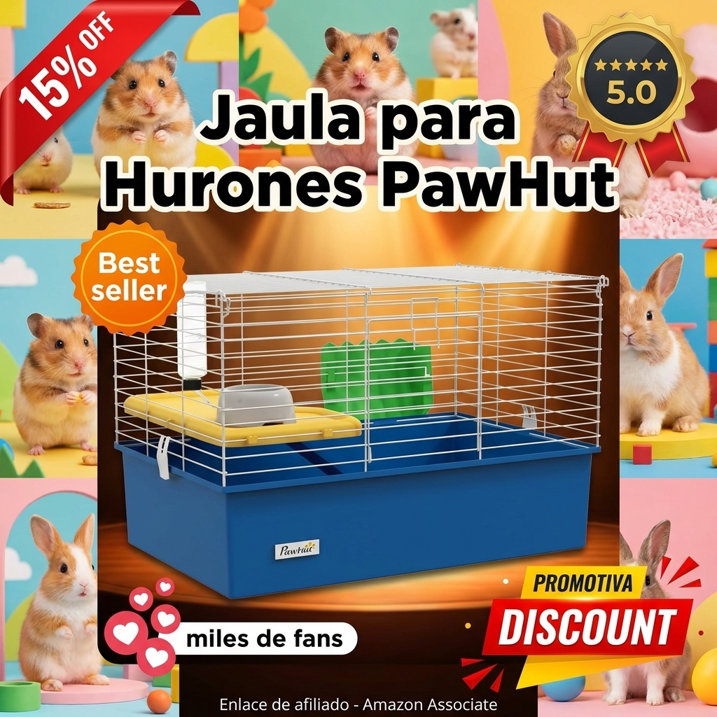 PawHut Jaula para Hurones con Bandeja Inferior Jaula para Animales Pequeños con Plataforma con Rampa Comedero y Bebedero Recinto para Conejos Pequeños Chinchillas Cobayas 71x46x47 cm Blanco y Azul