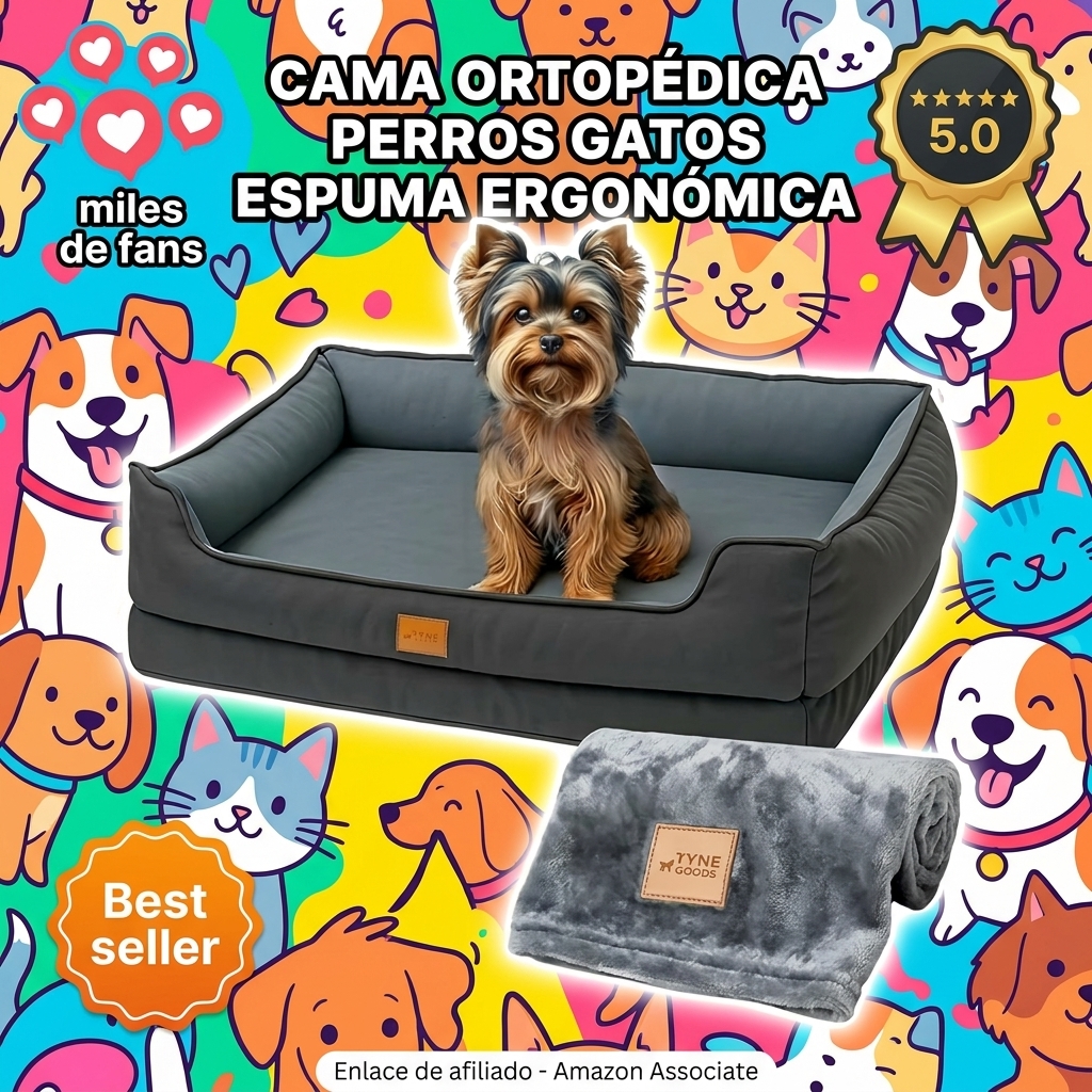 Cama Ortopédica para Perros y Gatos, Colchón Ergonómico para Articulaciones, desenfundable, lavable y antideslizante, Manta, s m l