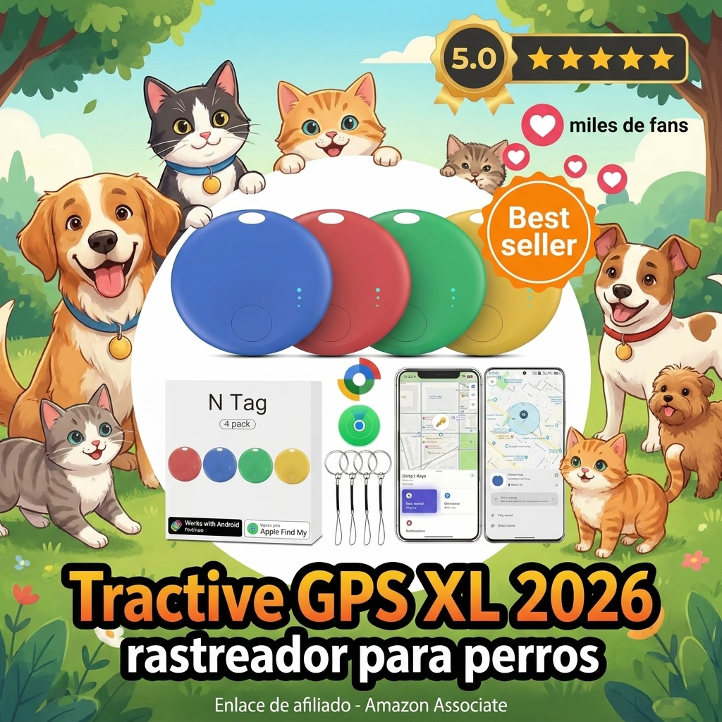 Tractive Rastreador GPS inteligente XL para perros | Modelo 2026 | Localización GPS en directo | Alarma de fuga y alertas de salud | Monitorización de los signos vitales | Batería de larga duración |