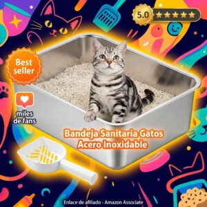 Bandeja Sanitaria Gatos Acero Inoxidable – Arenero Abierto Feandrea