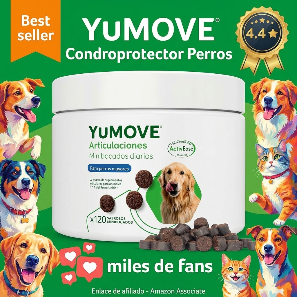 YuMOVE Condroprotector Perros 120 Masticables - Articulaciones Perro Senior +8 Años con Mejillon Labio Verde Complejo ActivEase de 150mg Cada Masticable & Aceite de Pescado - Movilidad del Canino