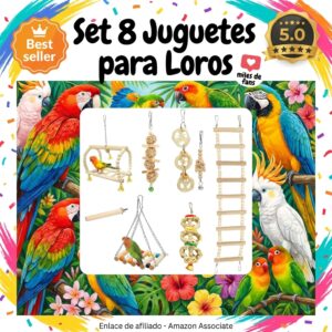 Set 8 Juguetes para Loros con Columpios, Campanas y Hamaca
