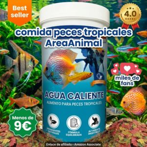 Comida en escamas para peces tropicales alta en proteinas