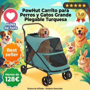 Carrito PawHut para perros grandes con ruedas y suspension
