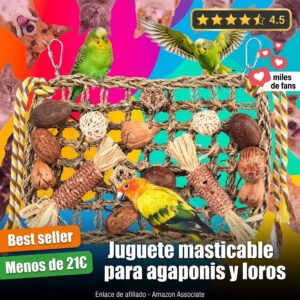 Juguete masticable natural para agapornis y loros pequeños