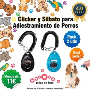 Clicker y silbato para adiestramiento de mascotas