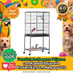 Pajarera grande con ruedas para periquitos y canarios