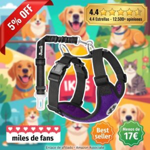Arnés de coche para perro SlowTon con cinturón