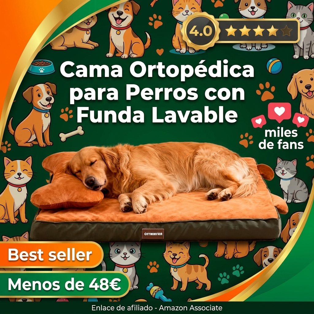 Cama OrtopéDica para Perros con Funda Lavable, Cojín Impermeable Perros con Espuma Viscoelástica y Almohada Extraíble para Apoyo de Cabeza y Articulaciones, Parte Inferior Antideslizante, Cama