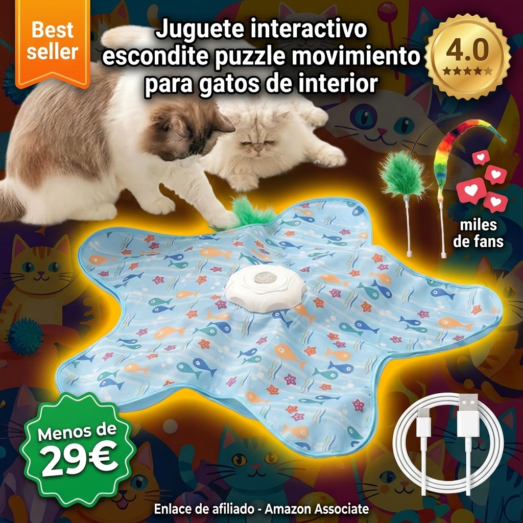 Juguete interactivo escondite puzzle movimiento para gatos de interior