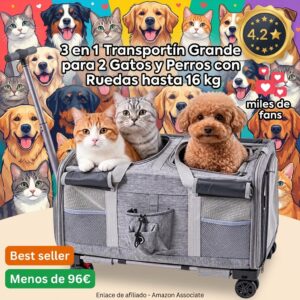Transportín grande con ruedas para perros y gatos