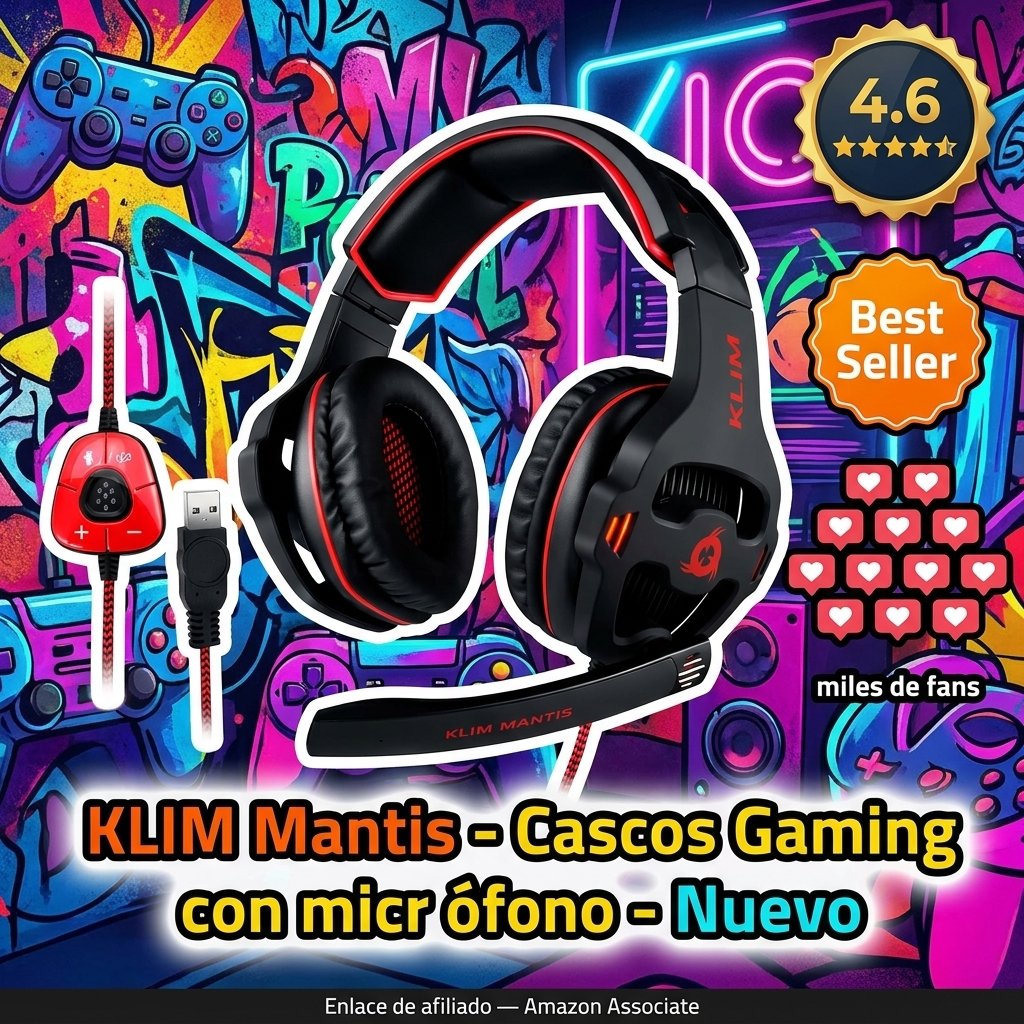 KLIM Mantis - Cascos Gaming con micrófono - Nuevo - Auriculares USB para PC, PS4, PS5, Nintendo Switch, Mac + Sonido Envolvente 7.1 con cancelación de Ruido pasiva + Cascos PS5