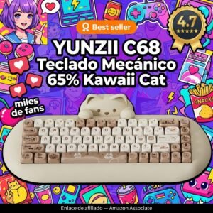 YUNZII C68 Teclado Mecánico 65% Hot Swap Kawaii – tri-mode RGB