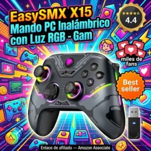 EasySMX X15 Mando Gaming Inalambrico – Hall Joystick, RGB y bateria 1000mAh