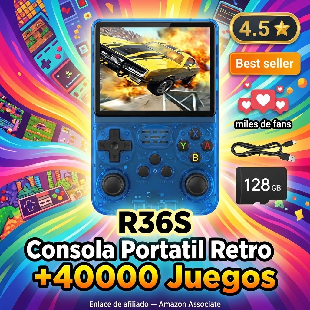 R36S consola portátil retro 128 GB más de 40000 juegos pantalla IPS
