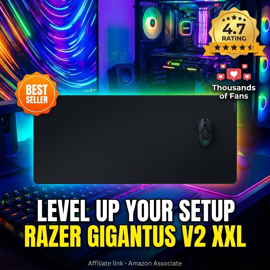 Razer Gigantus V2 XXL - Alfombrilla suave Gaming para Ratón, óptima rapidez y control, Medidas 940 x 410 x 4mm grosor, Goma antideslizante, Tela texturizada de microtejidos, Negro