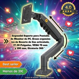 Soporte monitor Ergosolid – Brazo articulado resorte gas