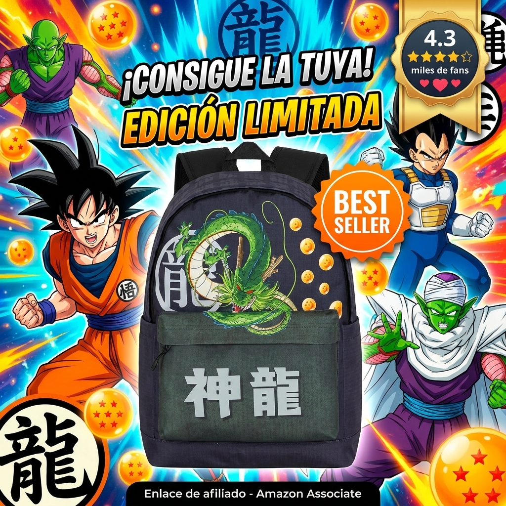 Dragon Ball (Bola de Dragón) Shenron-Mochila HS PLUS, Azul Oscuro, 30 x 44 cm, Capacidad 23 L