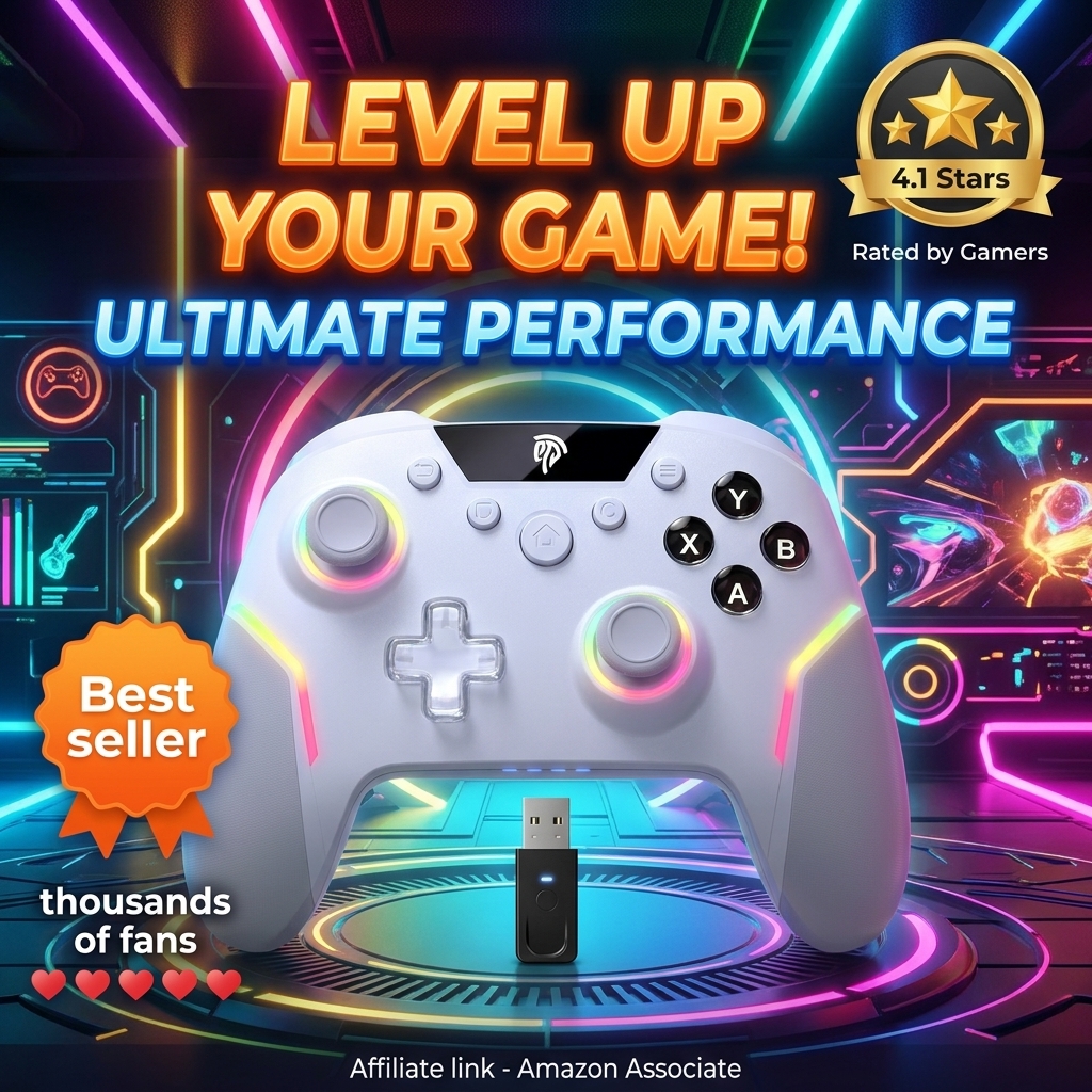 EasySMX X20 Elite Mando PC Inalambrico con Hall Gatillo Conmutable 2 en 1- Hall Joystick Desmontable- Mando para PC con Botones Mecánicos- RGB Luz- 1000mAh Batería para PC/Switch/Móvil- Blanco