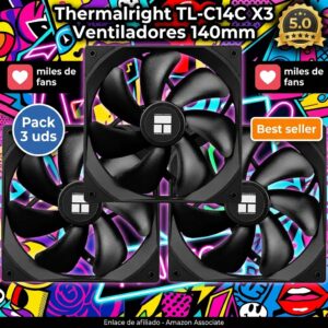 Thermalright TL-C14C X3 – Pack 3 ventiladores 140mm PWM silenciosos