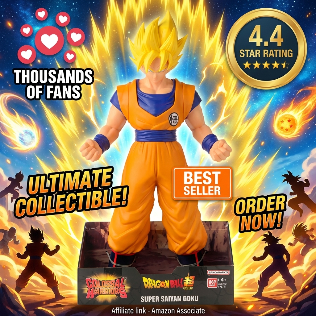 BANDAI Dragon Ball Figura Gigante Goku Super Saiyan de 40.5 cm, Juguete Articulado de la Serie Dragon Ball, para Niños y Coleccionistas (38771)