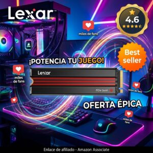 Lexar EQ790 1TB NVMe Gen4 con disipador – 7000 MB/s PS5