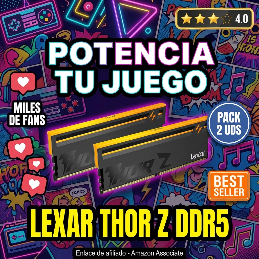 Lexar Thor Z Series RGB Memoria RAM DDR5 32GB Kit (2x16GB) 6000 MHz, DRAM 288-Pin UDIMM PC Memoria DDR5 para Computadora Juegos Alto Rendimiento Compatible con Intel XMP 3.0/AMD Expo 1.35V