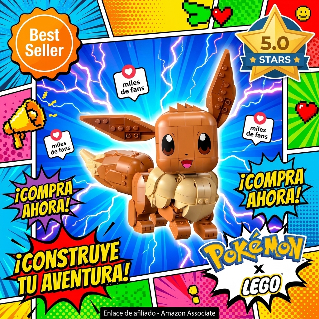 LEGO Pokémon Eevee - Kit de Construcción para Adultos - Maqueta 3D de Puzzle Anime - Figura Articulada con Extremidades, Orejas y Cola Móviles - Decoración de la Habitación - Regalo Gamer - 72151