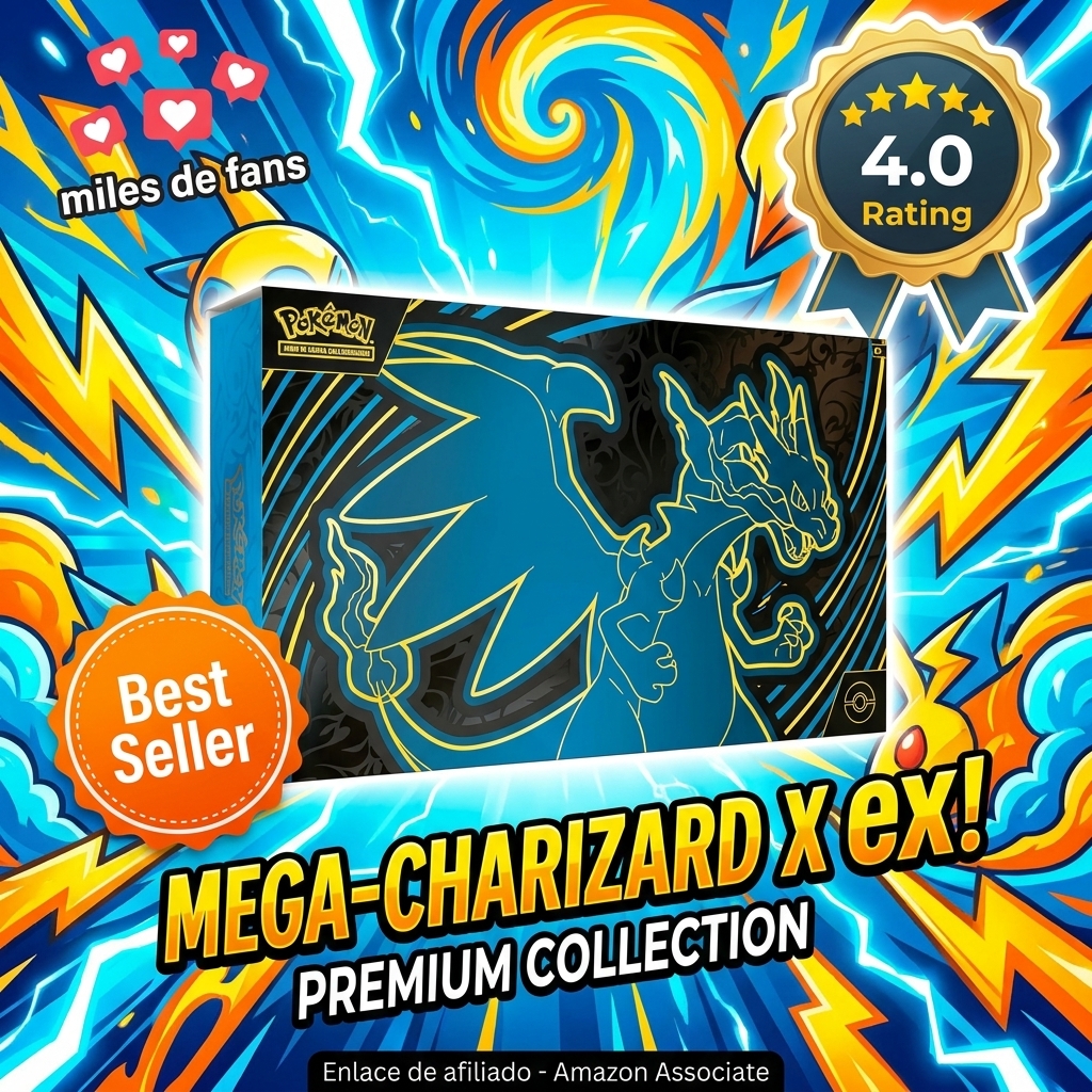 Pokémon: Colección ultraprémium Mega-Charizard X ex (2 Cartas holográficas de promoción, 18 Sobres de Mejora y Accesorios prémium)