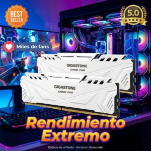 GIGASTONE Game PRO 32GB DDR4 3200MHz – Kit gaming blanco
