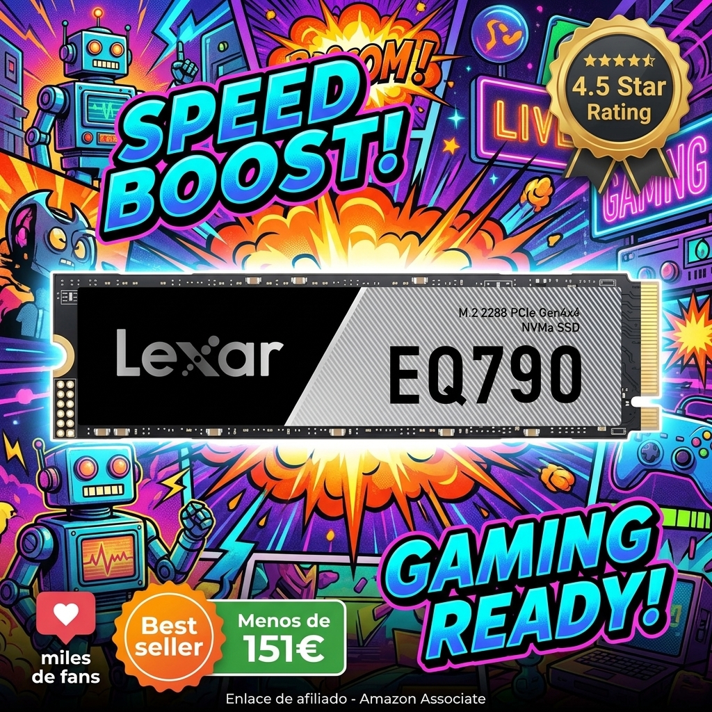 Lexar EQ790 SSD 1TB, M.2 2280 PCIe Gen4 NVMe SSD | Velocidad hasta 7000 MB/s, para Cargas de Trabajo Intensivas y Juegos de PC PS5