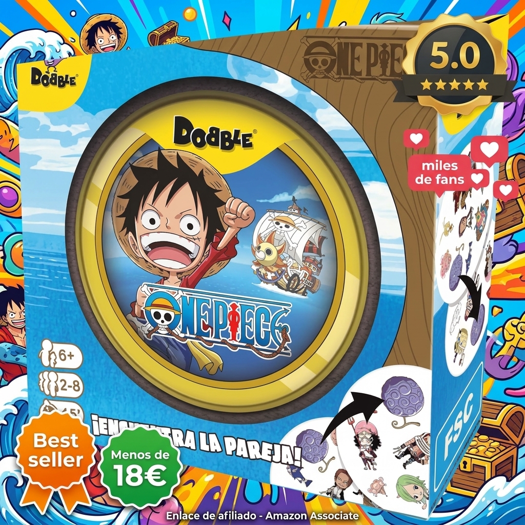 Asmodee Dobble One Piece, Juego de Cartas de Acción y Reflejos
